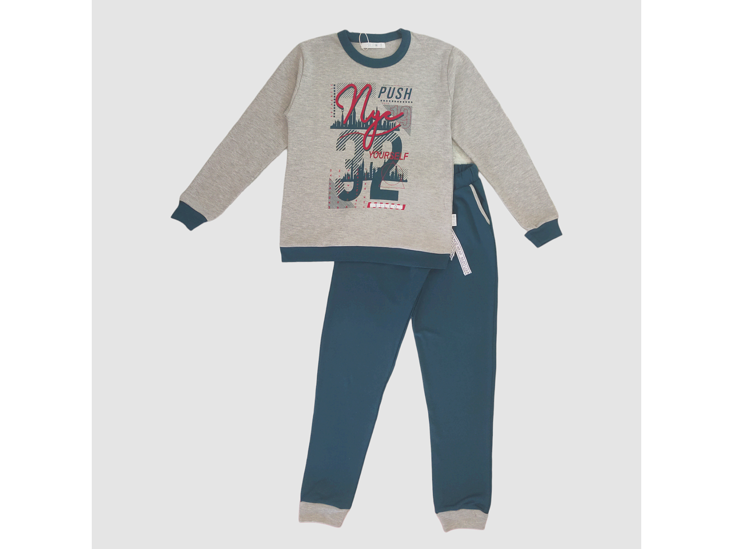 Pijama de rapaz com bolsos em algodão 1