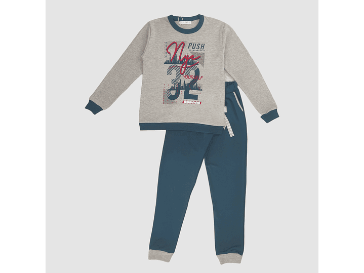 Pijama de rapaz com bolsos em algodão 1