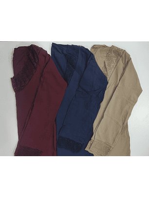 Camisola 2.ª pele renda no decote e no punho - Pack de 3