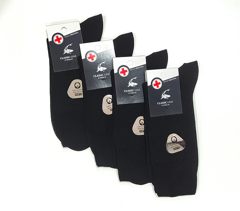 Meia medicinal em algodão egípcio - Pack de 4 (preto)