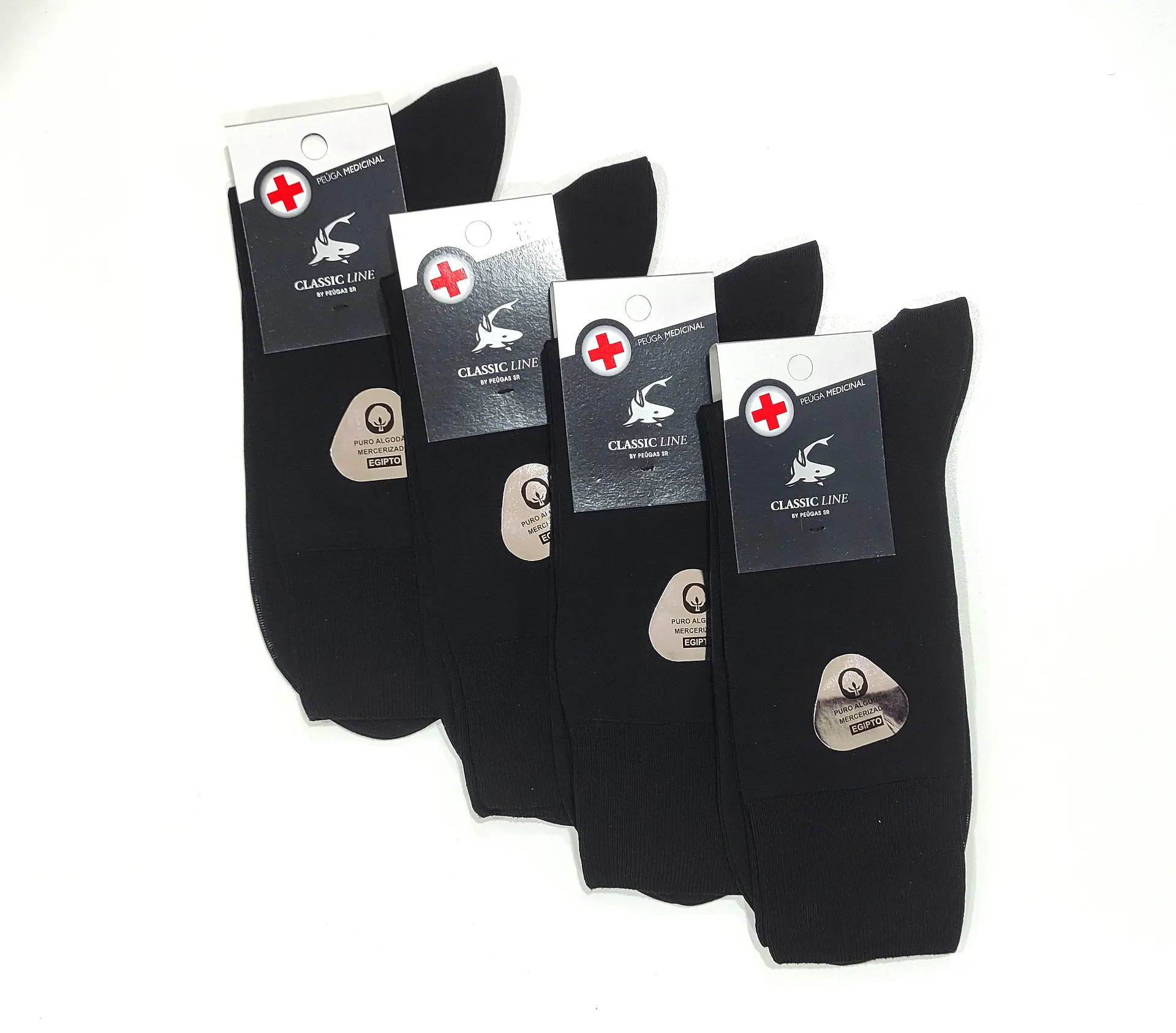 Meia medicinal em algodão egípcio - Pack de 4 (preto) 1