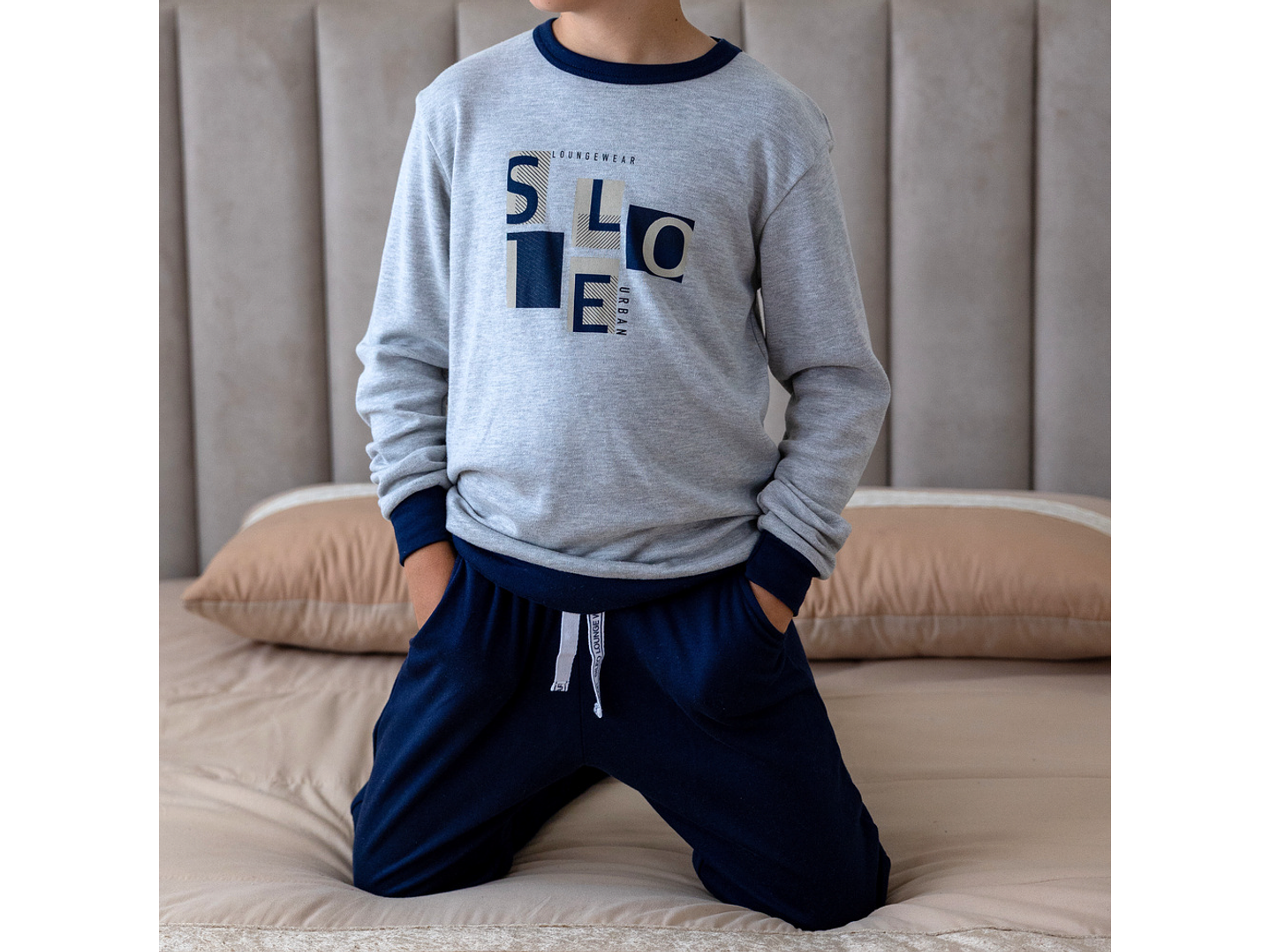 Pijama de criança em algodão cardado Sileo 1