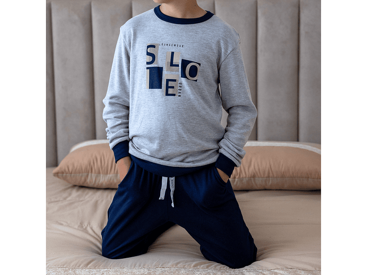 Pijama de criança em algodão cardado Sileo 1