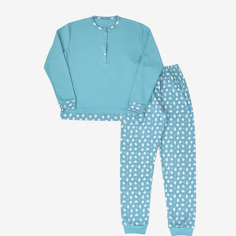 Pijama de mulher em algodão com 3 botões