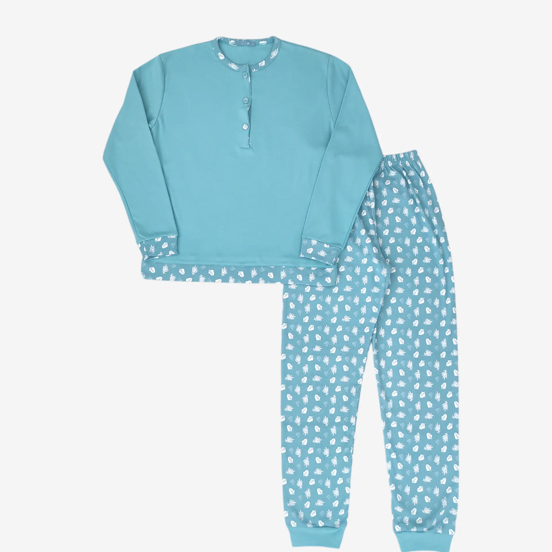 Pijama de mulher em algodão com 3 botões 2