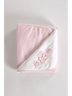 Manta em algodão com bordado 3 ursinhos - Verão