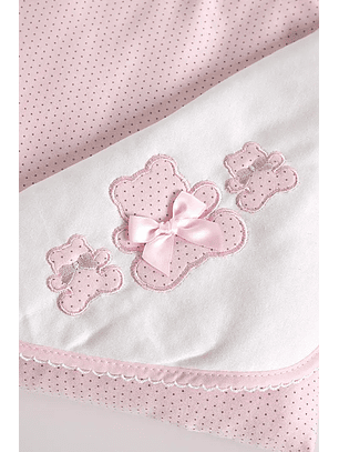 Manta em algodão com bordado 3 ursinhos - Verão