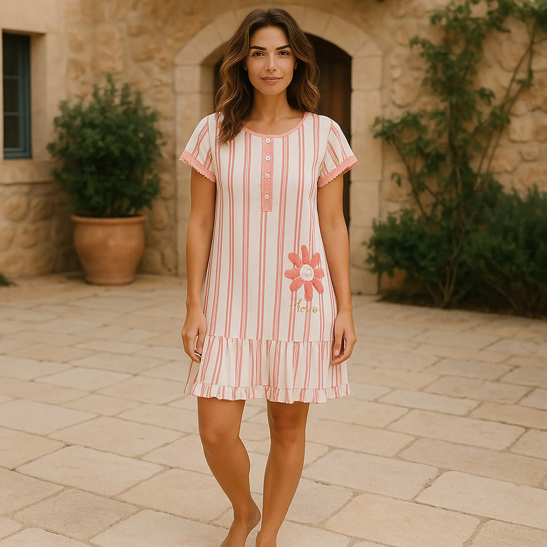 Conjunto de robe e túnica de algodão 2