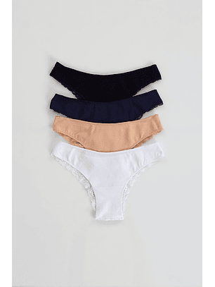 Asa delta com renda em algodão - Pack de 4