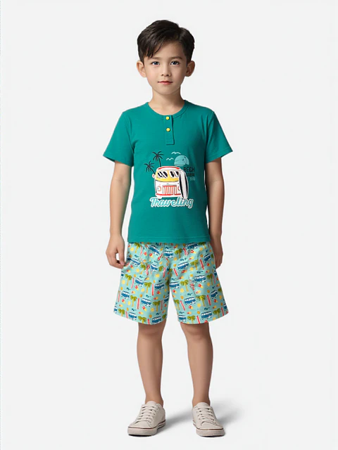 Pijama de menino de calção "Traveling"