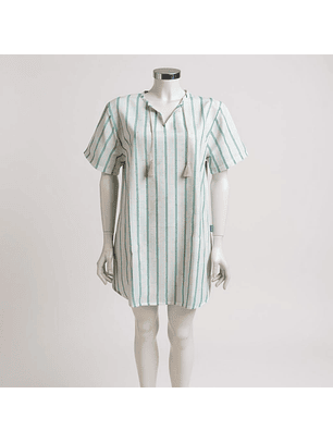 Túnica manga curta com linho