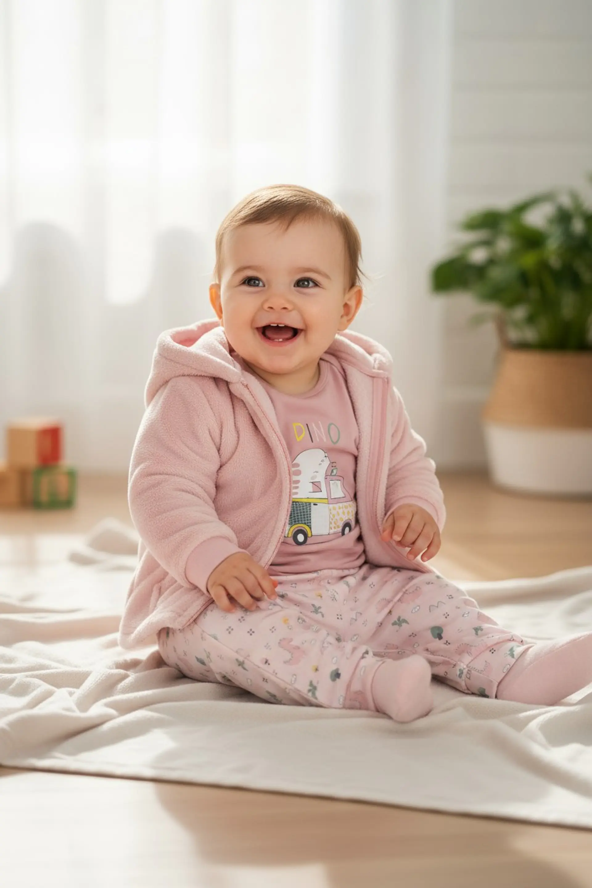 Pijama de bebé “Dino” – 100% Algodão (felpa cardada) 2