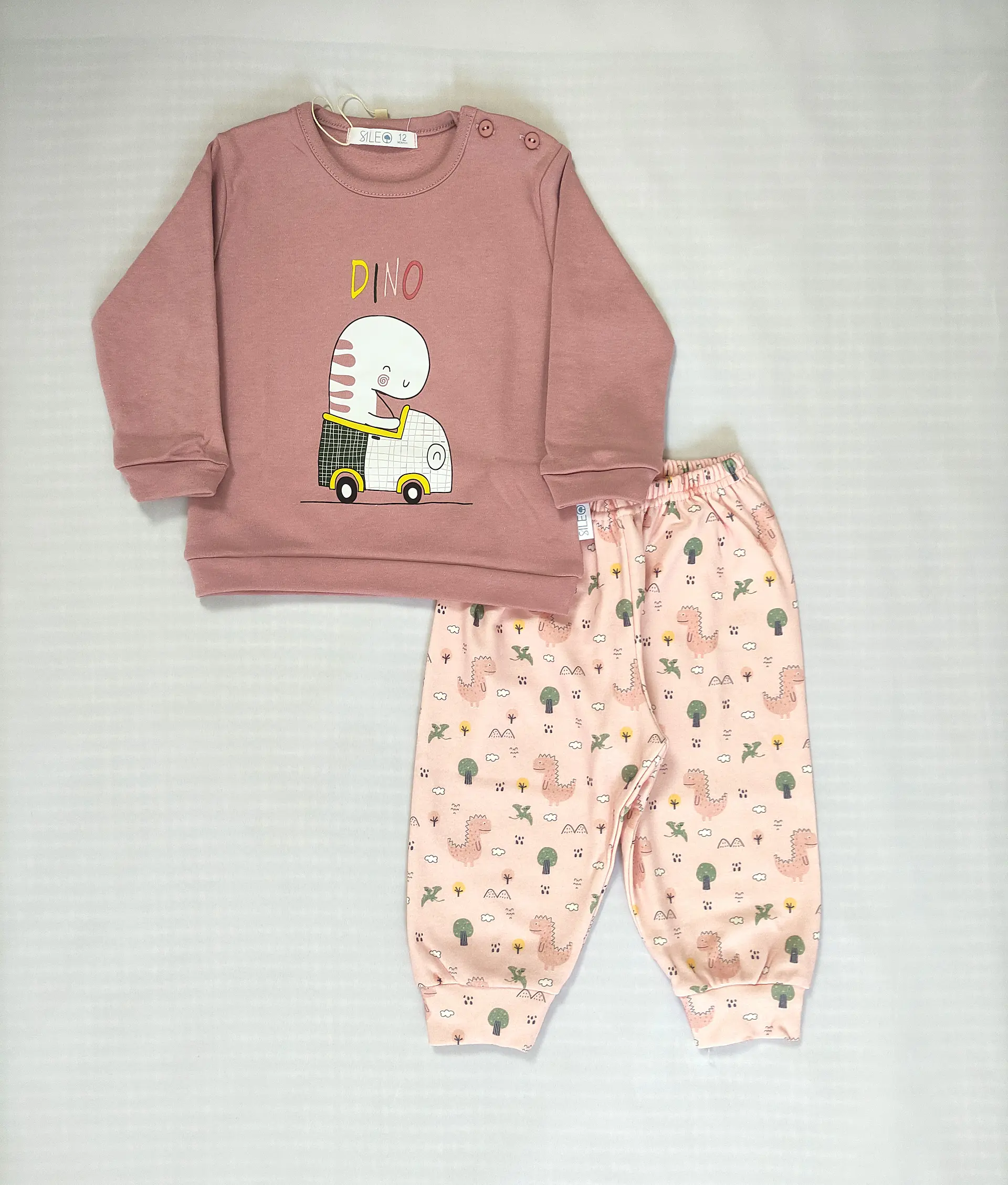 Pijama de bebé “Dino” – 100% Algodão (felpa cardada) 3