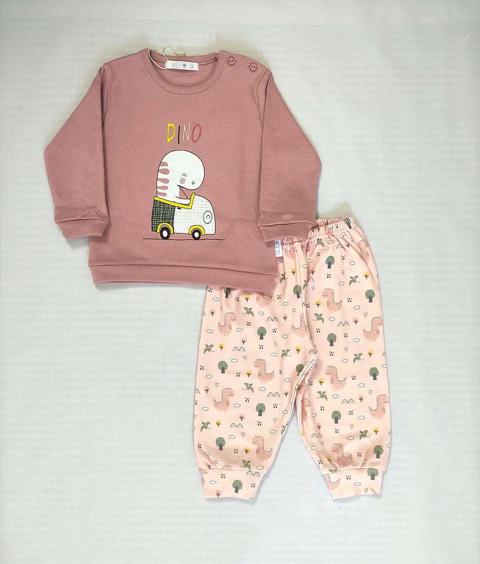 Pijama de bebé “Dino” – 100% Algodão (felpa cardada) 3