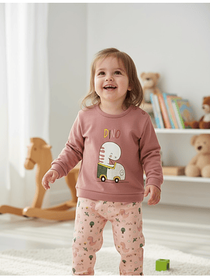 Pijama de bebé “Dino” – 100% Algodão (felpa cardada)