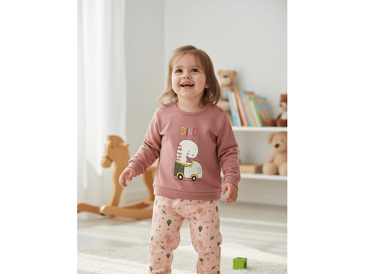 Pijama de bebé “Dino” – 100% Algodão (felpa cardada) 1