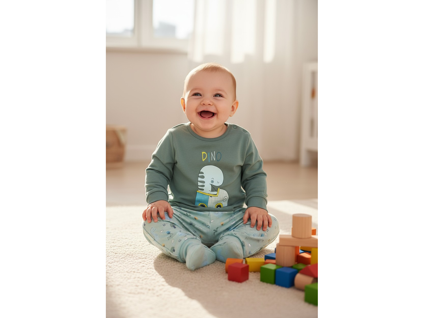 Pijama de bebé “Dino” – 100% Algodão 1