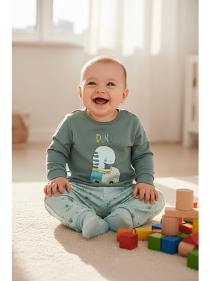Pijama de bebé “Dino” – 100% Algodão