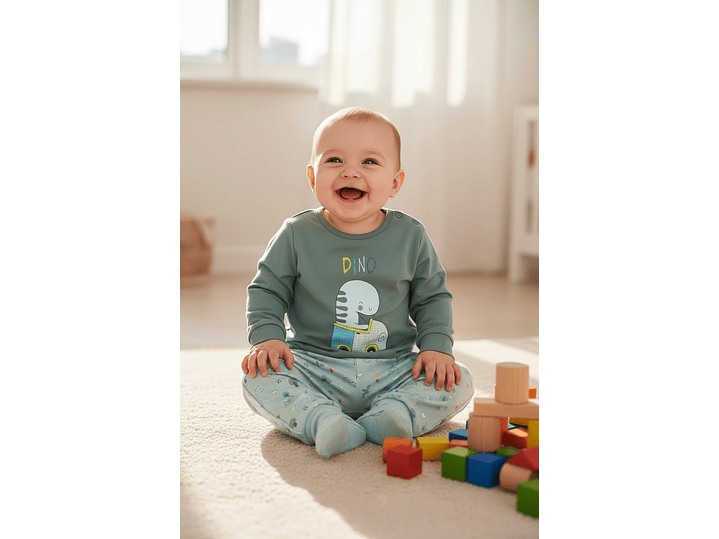 Pijama de bebé “Dino” – 100% Algodão 1