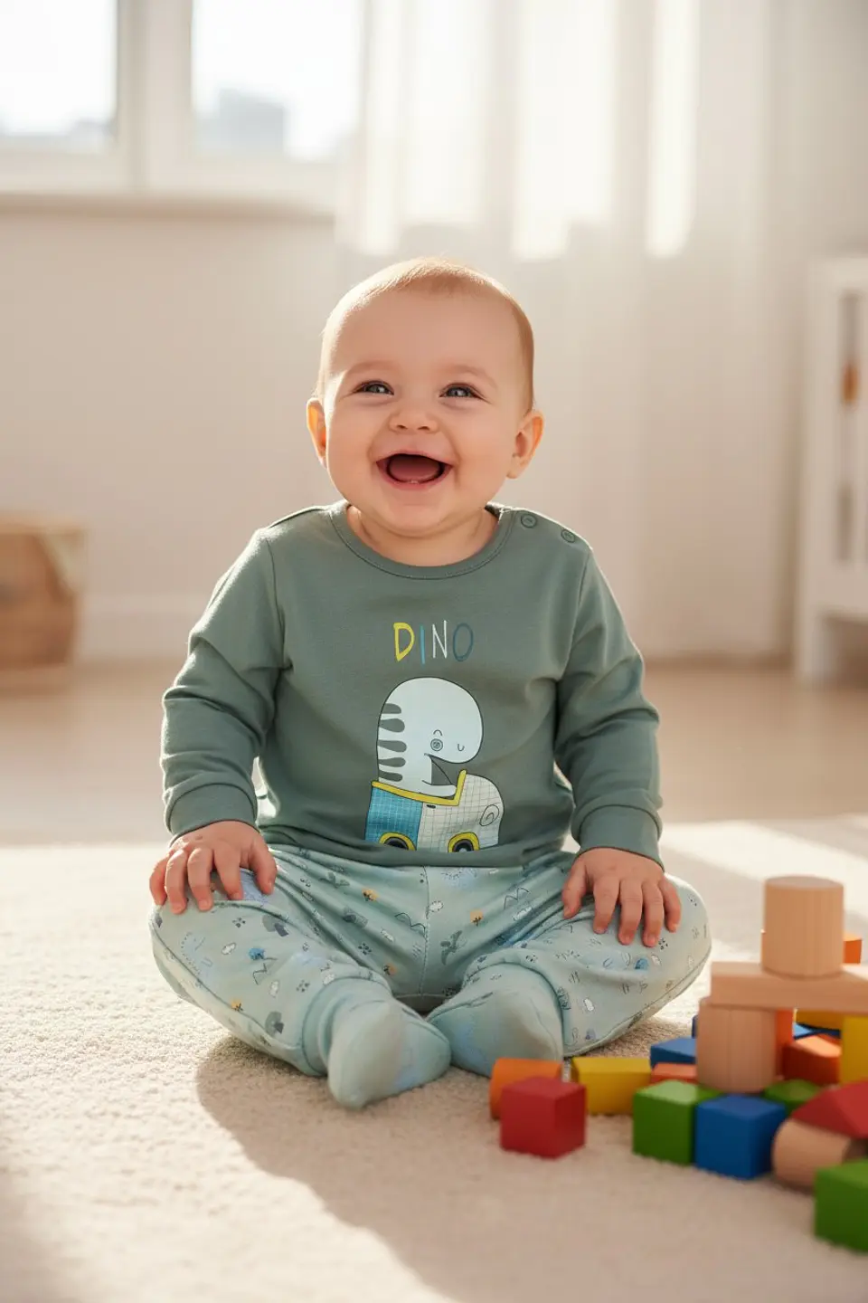 Pijama de bebé “Dino” – 100% Algodão 1