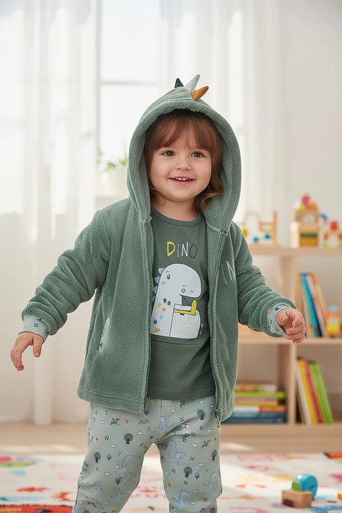 Casaco de bebé com capuz "Dino"