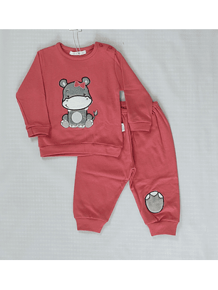 Pijama de bebé “Hipopótamo” – 100% Algodão (felpa cardada)
