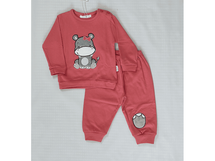 Pijama de bebé “Hipopótamo” – 100% Algodão (felpa cardada) 2