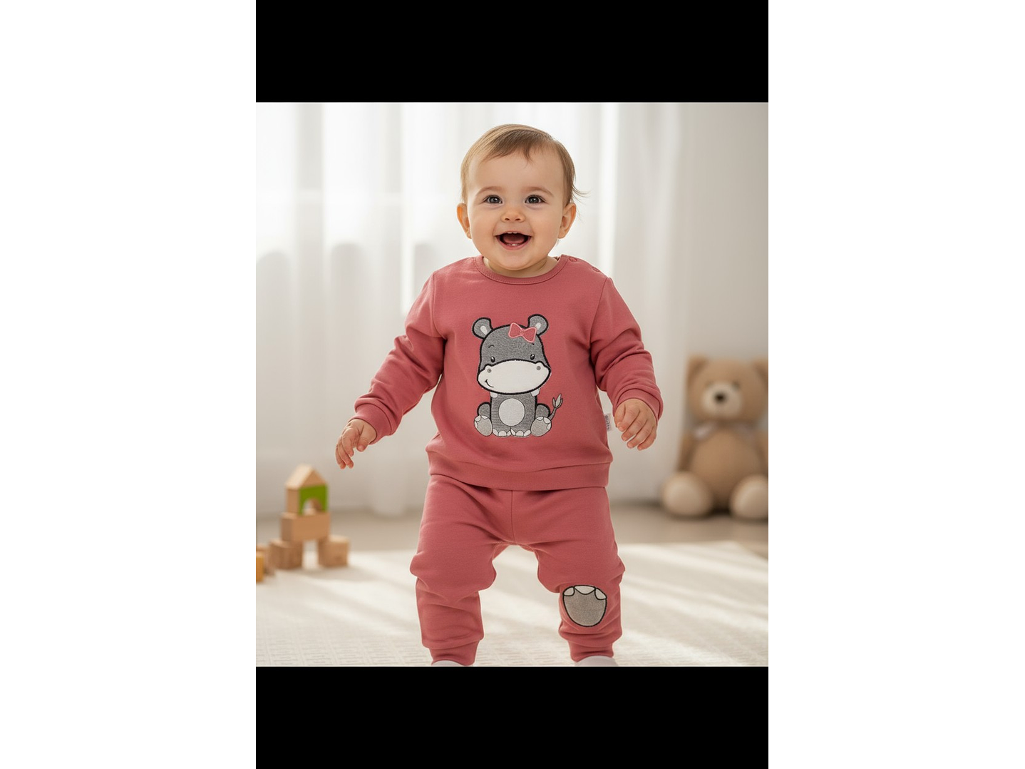 Pijama de bebé “Hipopótamo” – 100% Algodão (felpa cardada) 1
