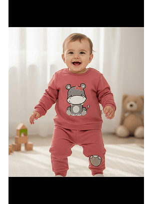 Pijama de bebé “Hipopótamo” – 100% Algodão (felpa cardada)