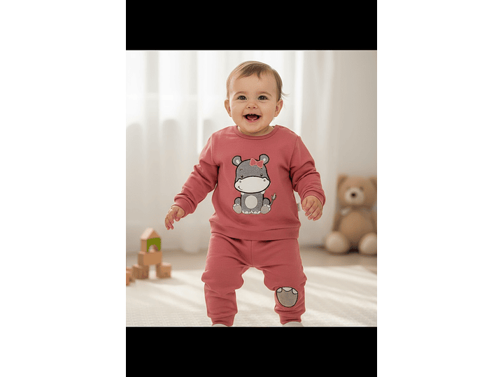 Pijama de bebé “Hipopótamo” – 100% Algodão (felpa cardada) 1