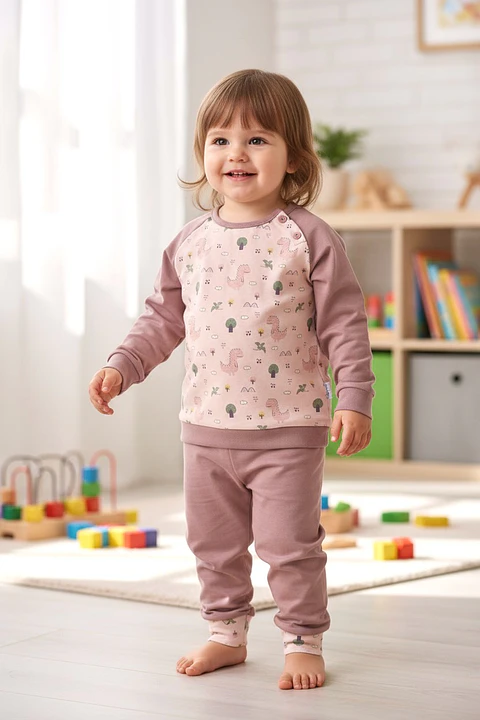 Pijama de bebé "Dino forest" -  100% algodão (com carda)