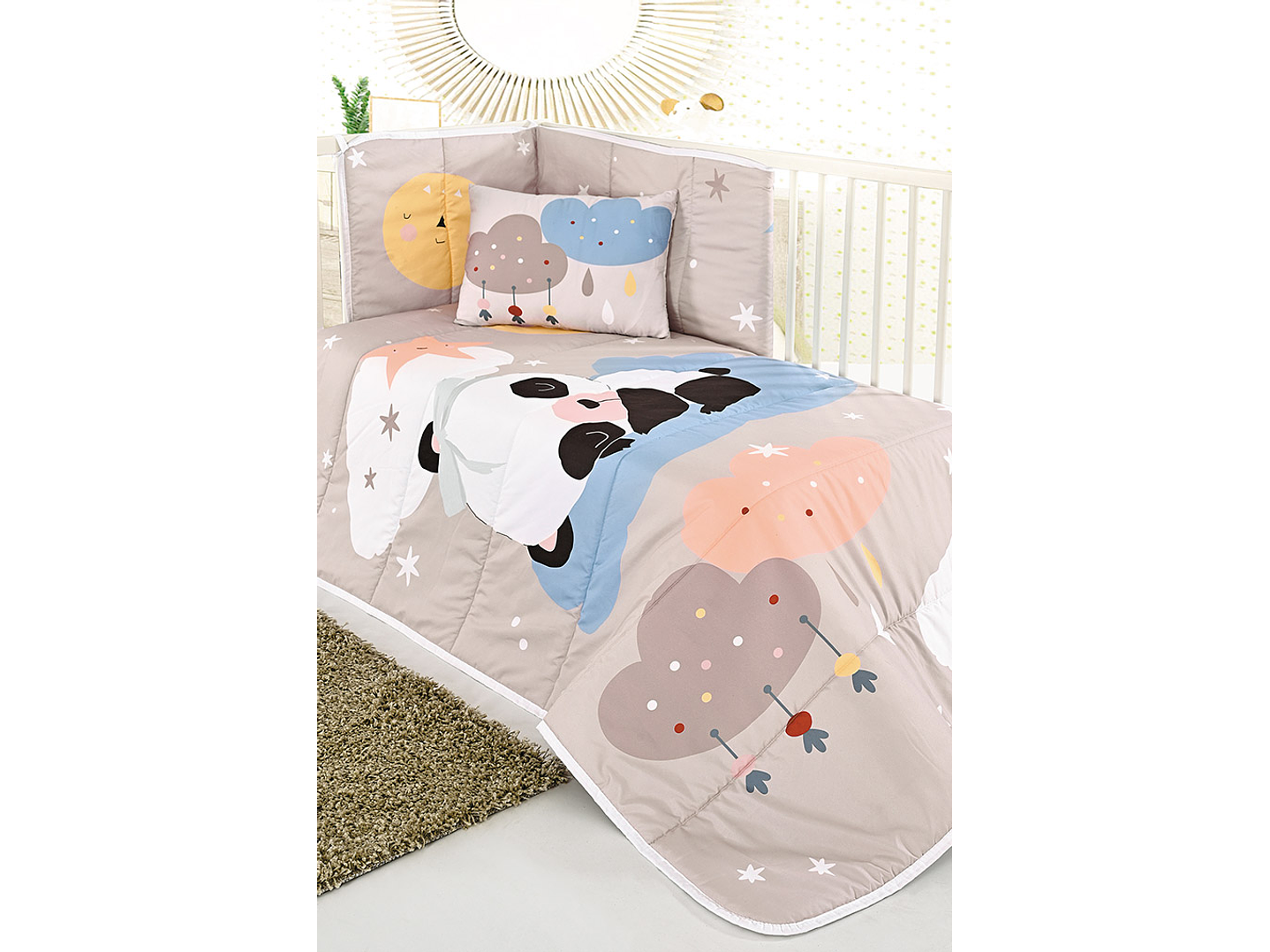 Edredão + resguardo + almofada estampado 