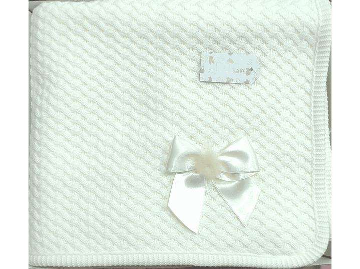 Manta para bebé malha forrada com pompom 6