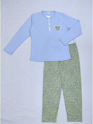 Pijama de mulher em algodão com carda