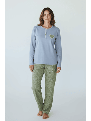 Pijama de mulher em algodão com carda