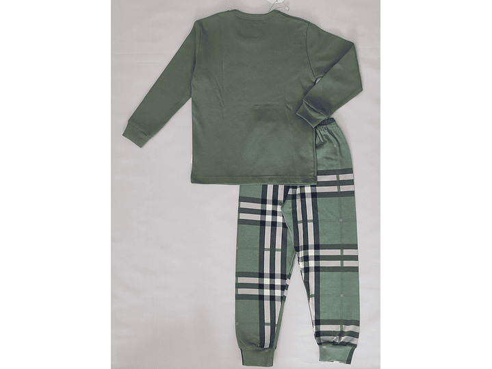 Pijama de criança em algodão (com carda) com calça ao xadrez 5