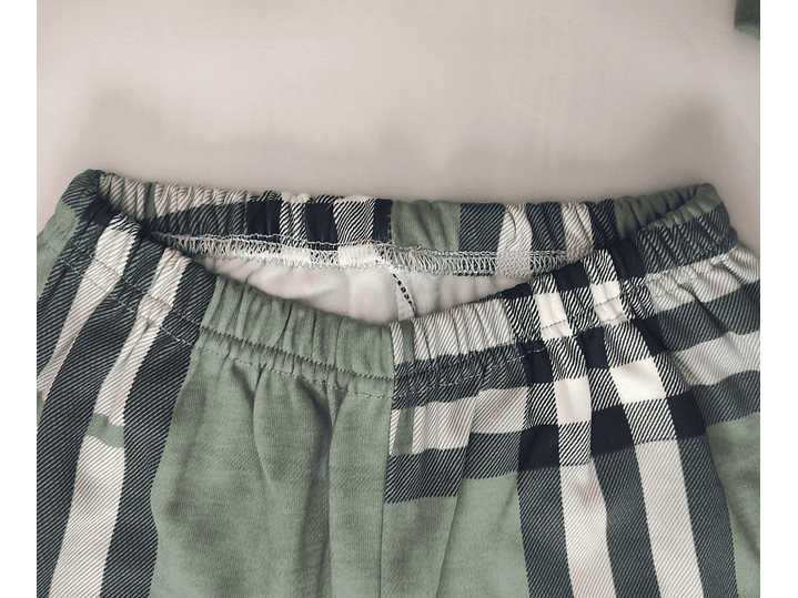 Pijama de criança em algodão (com carda) com calça ao xadrez 6