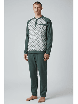 Pijama de homem 100% algodão cardado - verde
