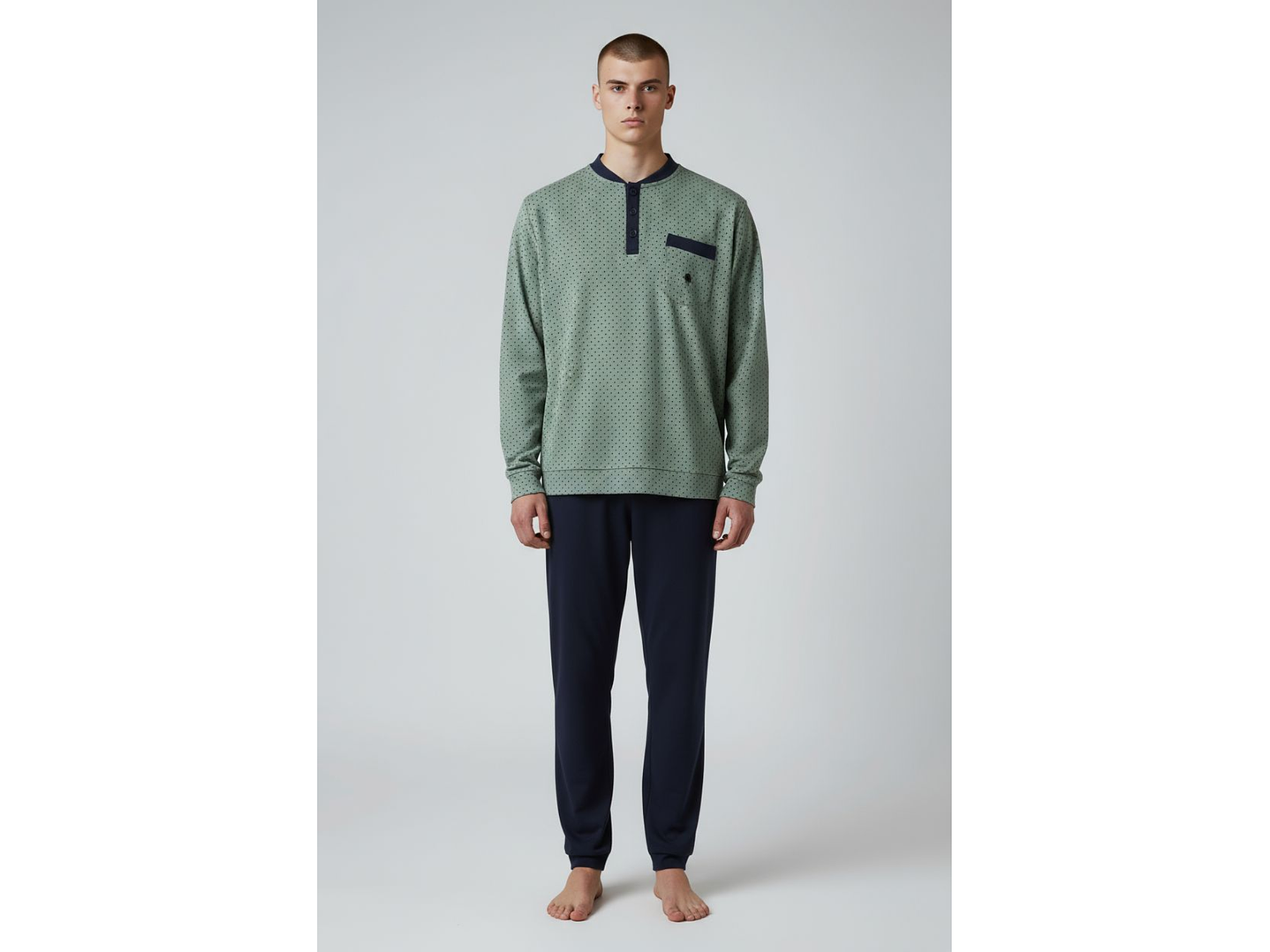 Pijama de homem 100% algodão cardado - verde 1