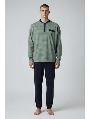 Pijama de homem 100% algodão cardado - verde