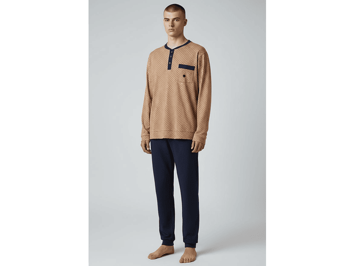 Pijama de homem 100% algodão cardado - camel 1