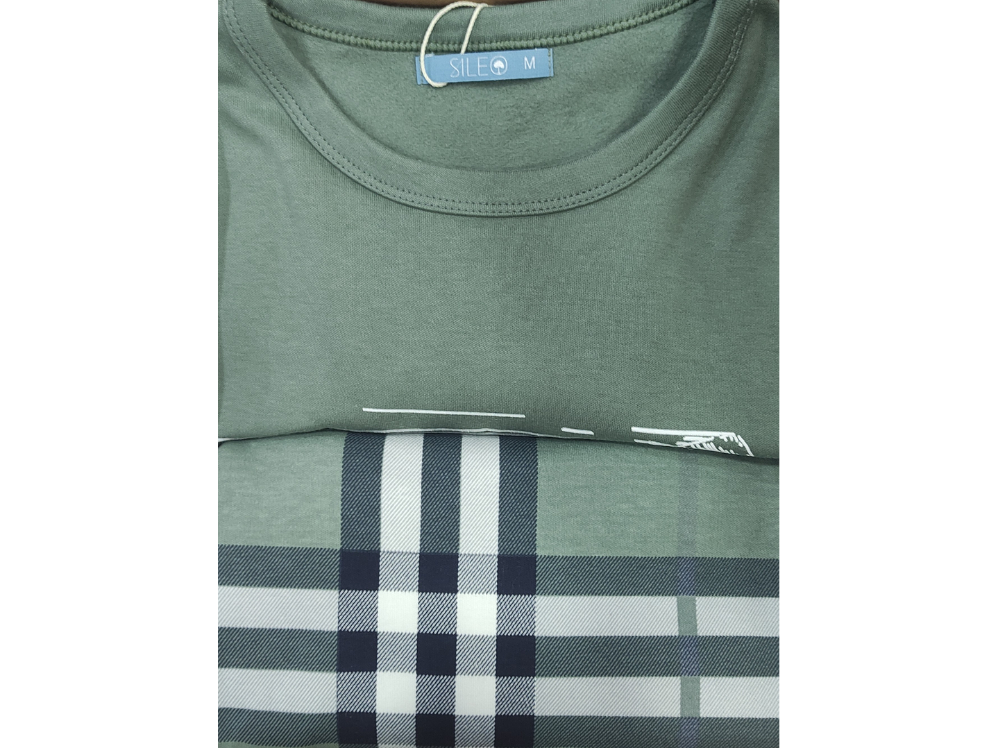 Pijama de homem em algodão com calça ao xadrez - verde 4