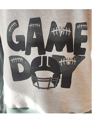 Pijama de homem “Game Day” verde – 100% algodão cardado
