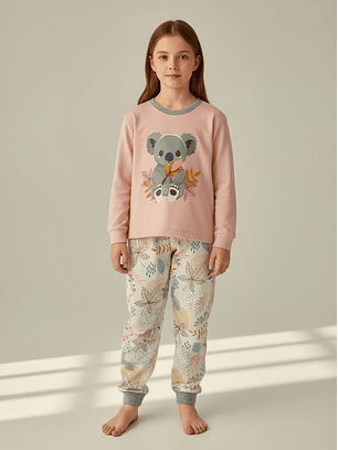 Pijama de criança em algodão cardado - Koala