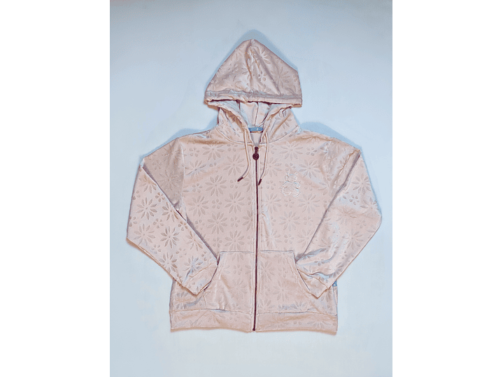 Casaco em veludo com capuz e fecho  2