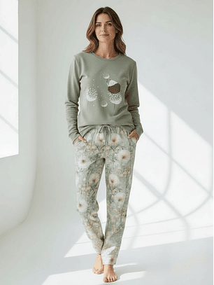 Pijama 100% Algodão com Estampado de Ouriço