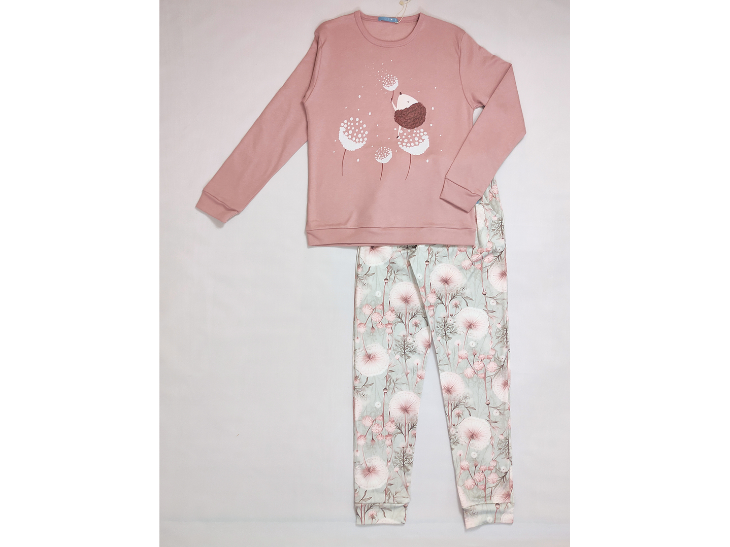 Pijama 100% Algodão Cardado com Estampado de Ouriço (rosa velho) 3
