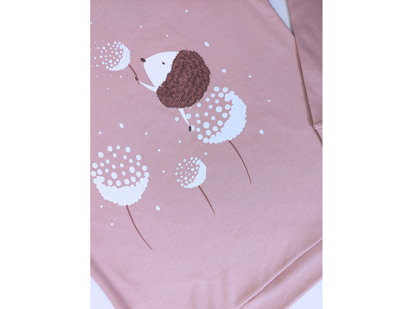 Pijama 100% Algodão Cardado com Estampado de Ouriço (rosa velho) 2