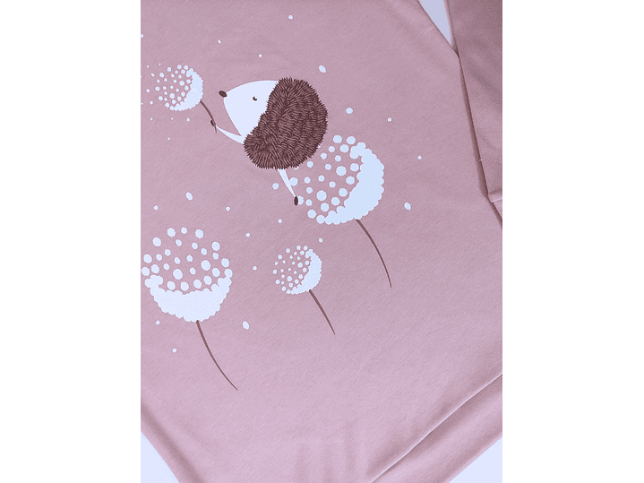 Pijama 100% Algodão Cardado com Estampado de Ouriço (rosa velho) 2