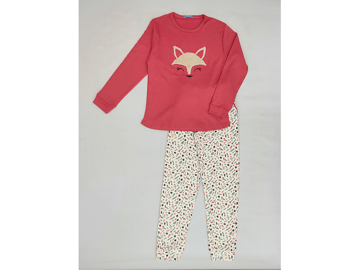 Pijama 100% Algodão Cardado com Bordado de Raposa 5
